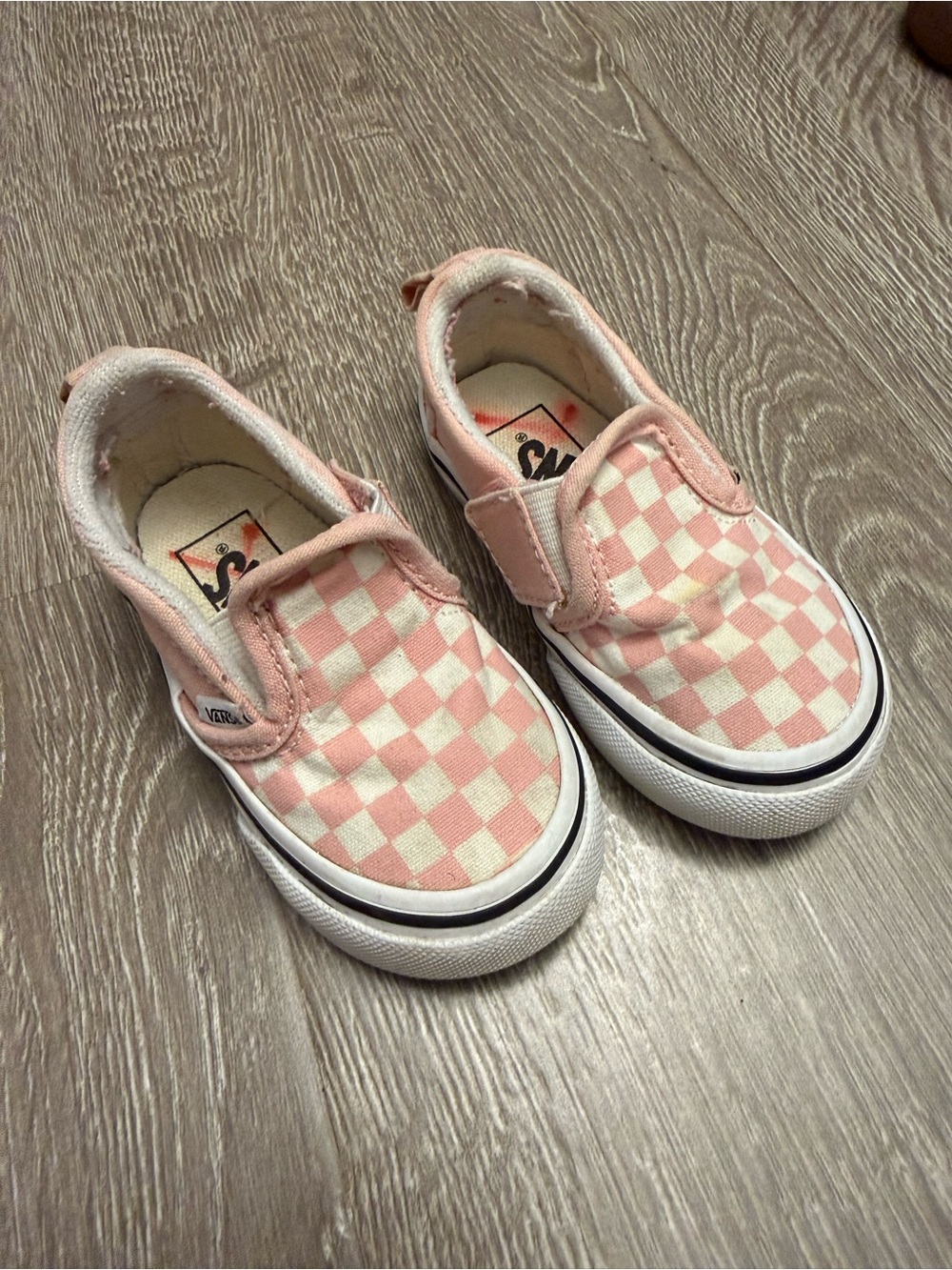 Vans Kids Pink Checker Slip-On Canvas Sneakers